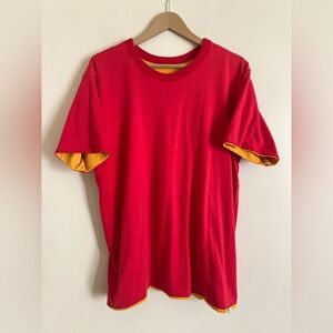 Vintage 70s 80s USA Made Double Face Red Yellow USC Coloway T Shirt XL *FLAWS*